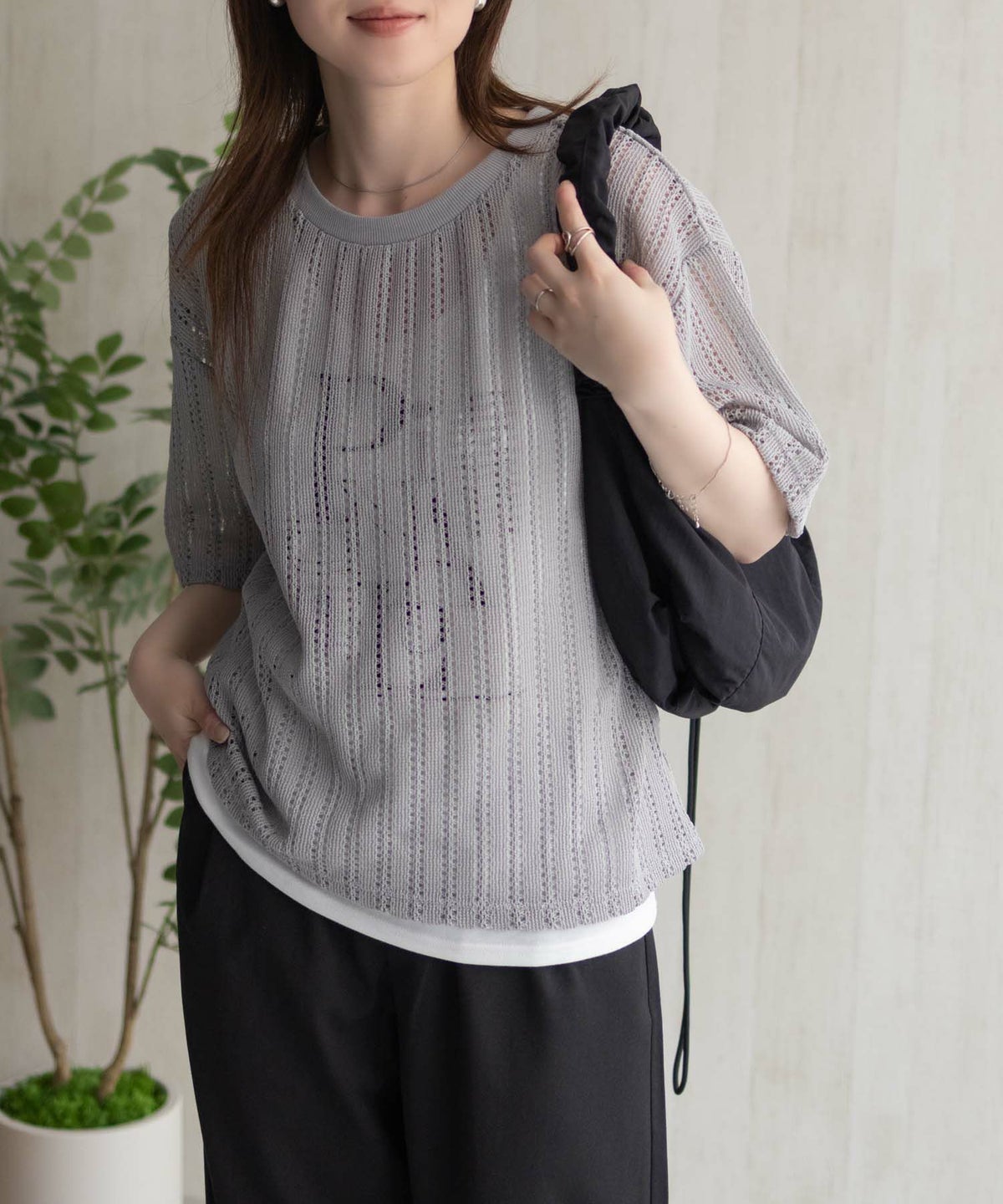 nAvy メッシュレースTシャツ アンサンブル レディース