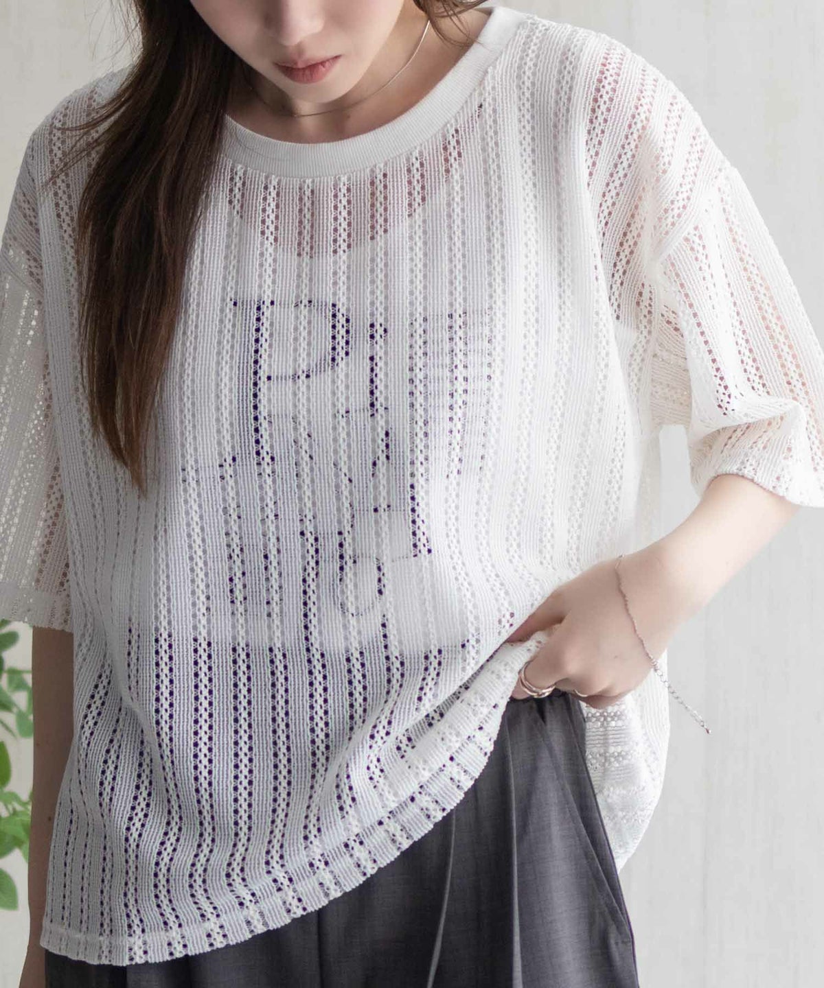 nAvy メッシュレースTシャツ アンサンブル レディース