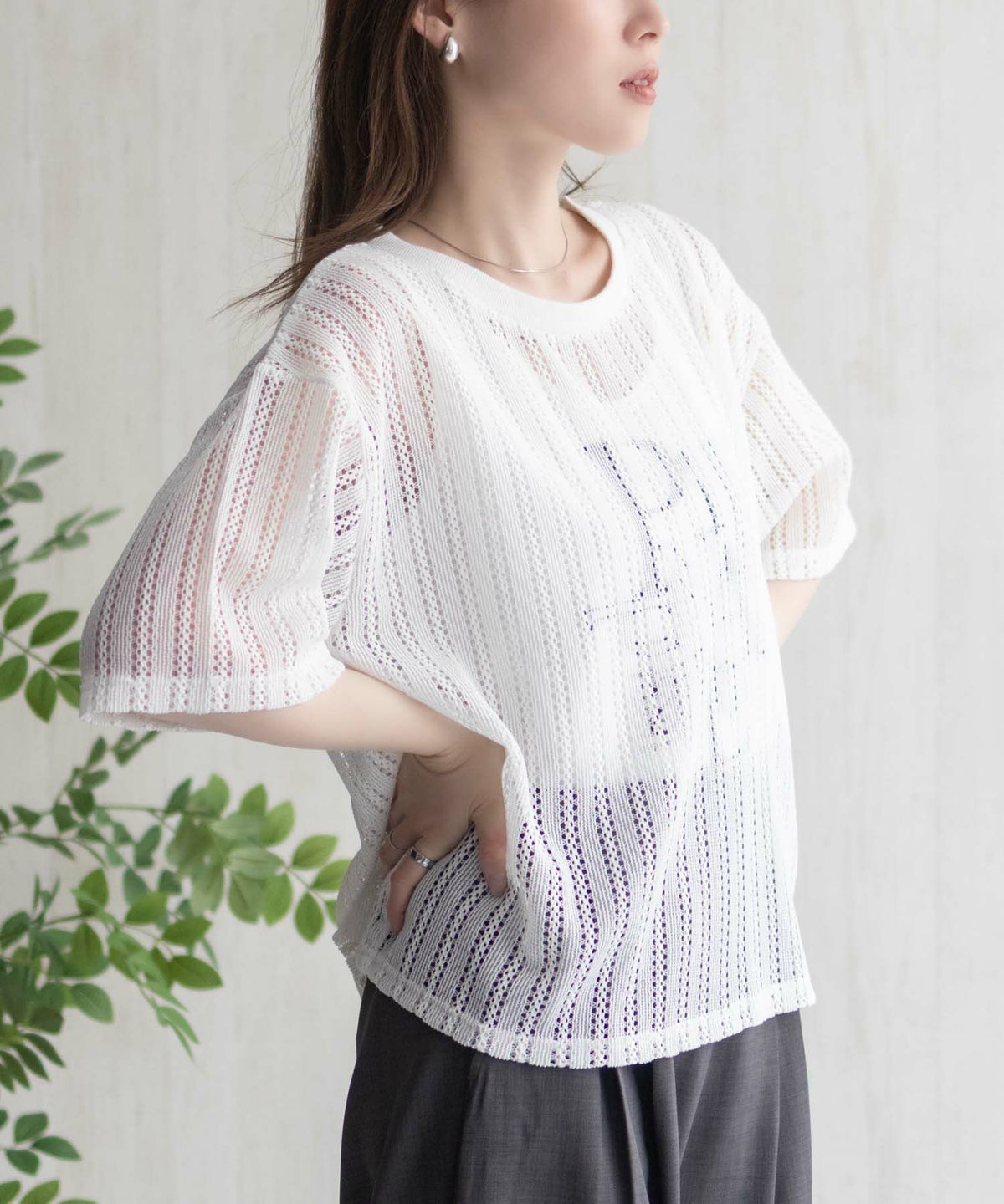 nAvy メッシュレースTシャツ アンサンブル レディース