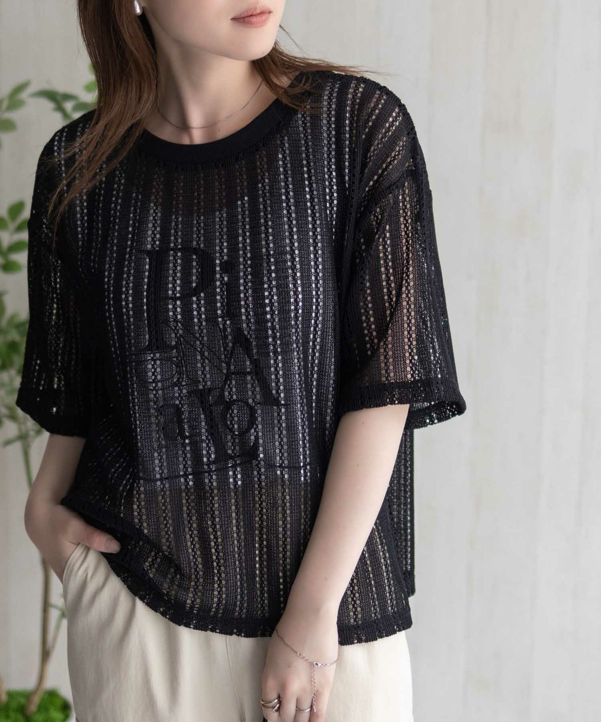 nAvy メッシュレースTシャツ アンサンブル レディース