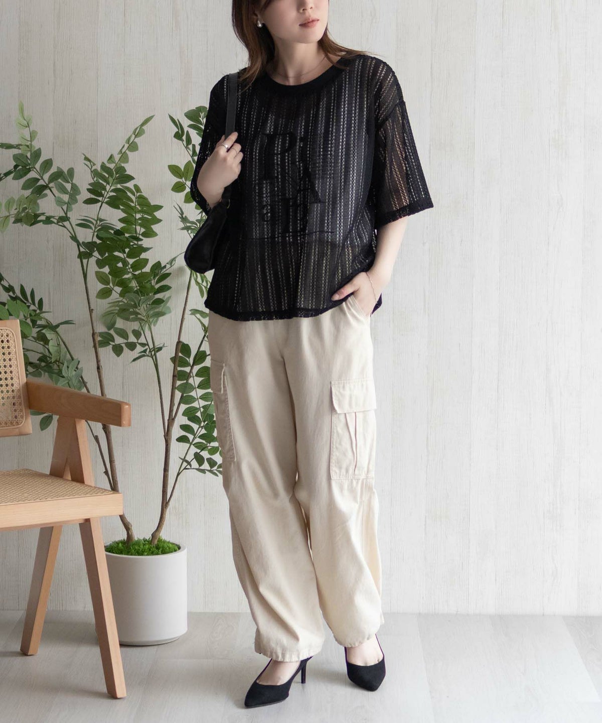 nAvy メッシュレースTシャツ アンサンブル レディース