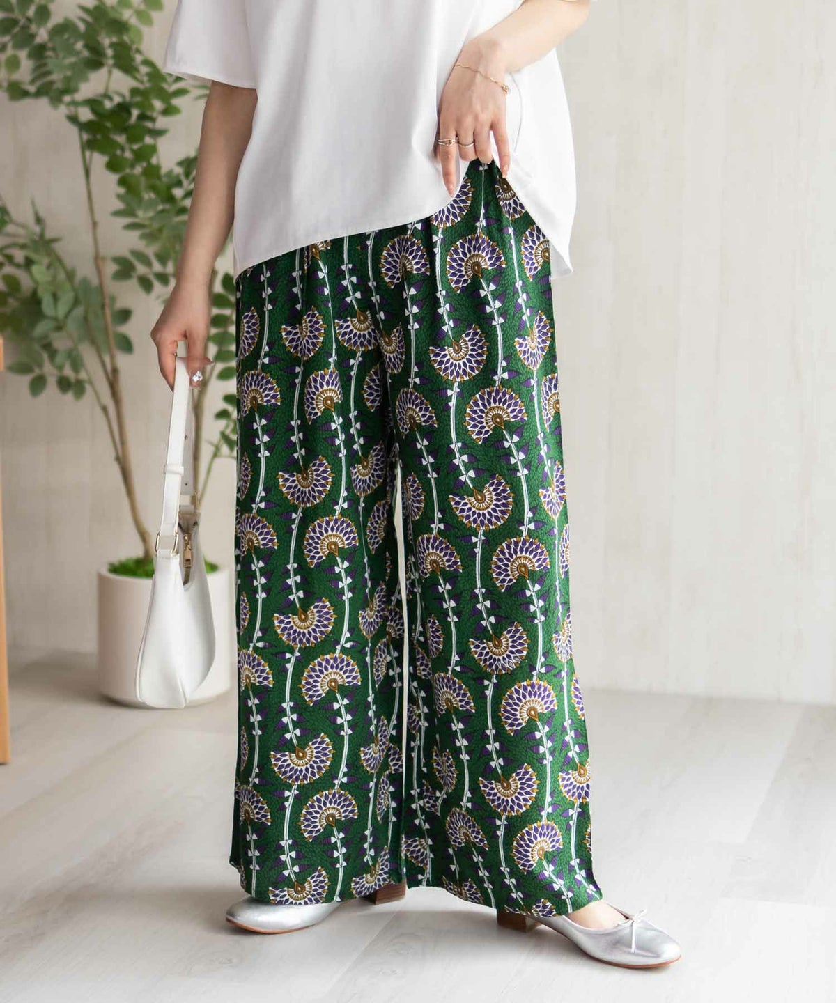 Howdy Marie インドファブリック 総柄ワイドパンツ レディース