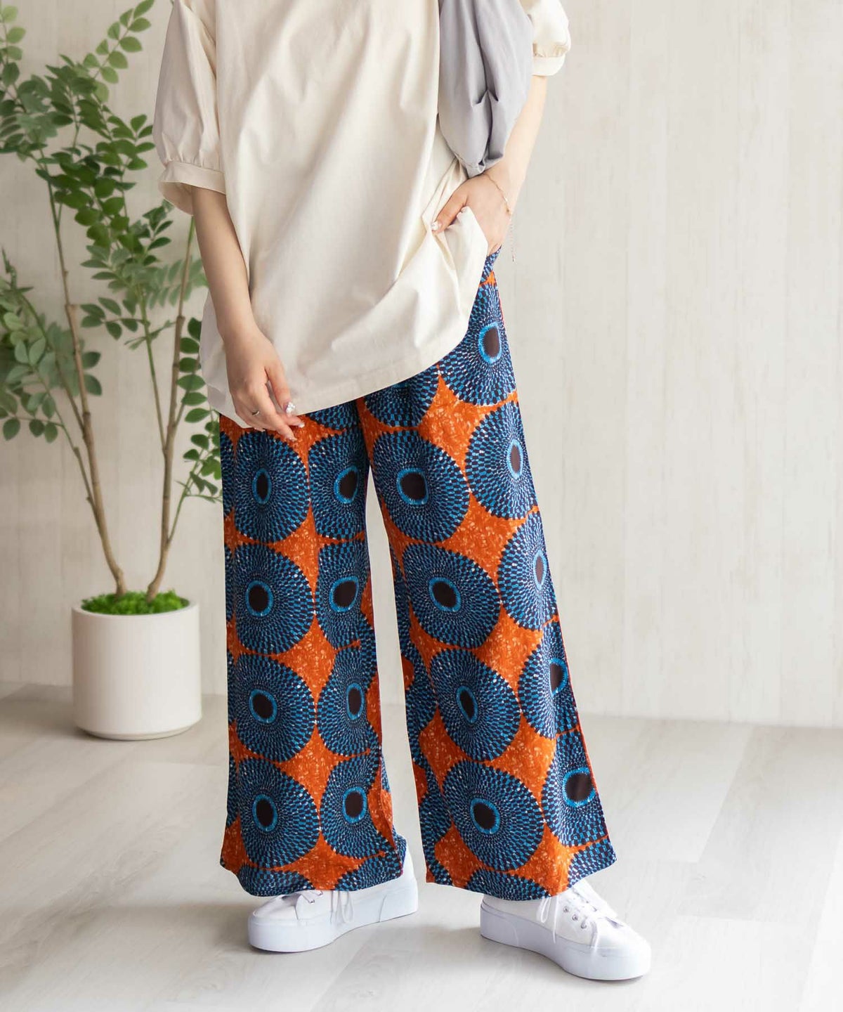 Howdy Marie インドファブリック 総柄ワイドパンツ レディース