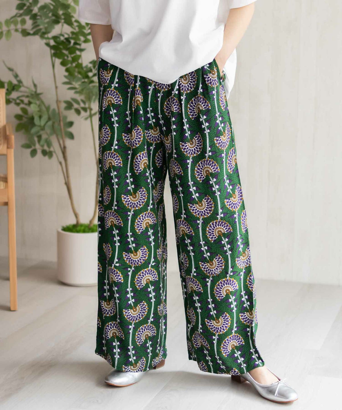 Howdy Marie インドファブリック 総柄ワイドパンツ レディース