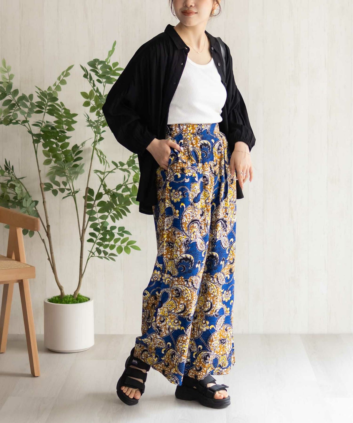 Howdy Marie インドファブリック 総柄ワイドパンツ レディース