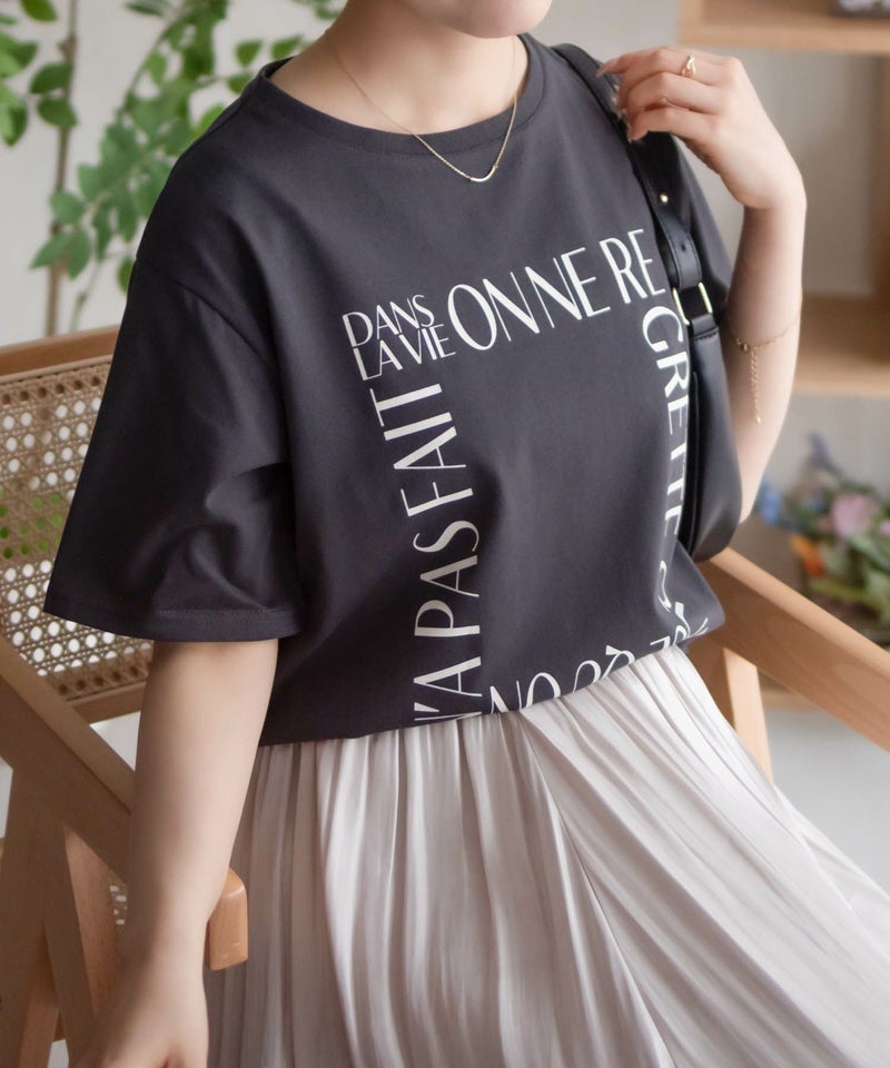 NAVY  メッセージプリントTシャツ レディース メール便 対応商品商品画像-3