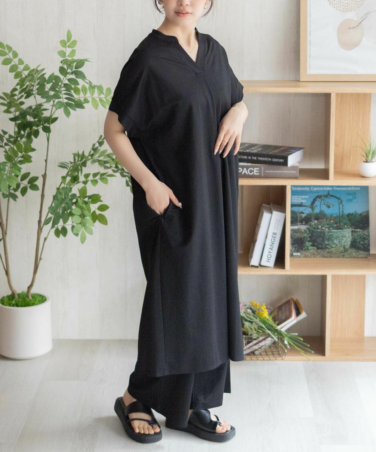 nAvy SARARI スキッパーロングワンピース レディース