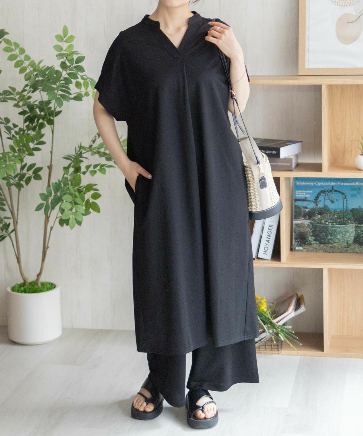 nAvy SARARI スキッパーロングワンピース レディース