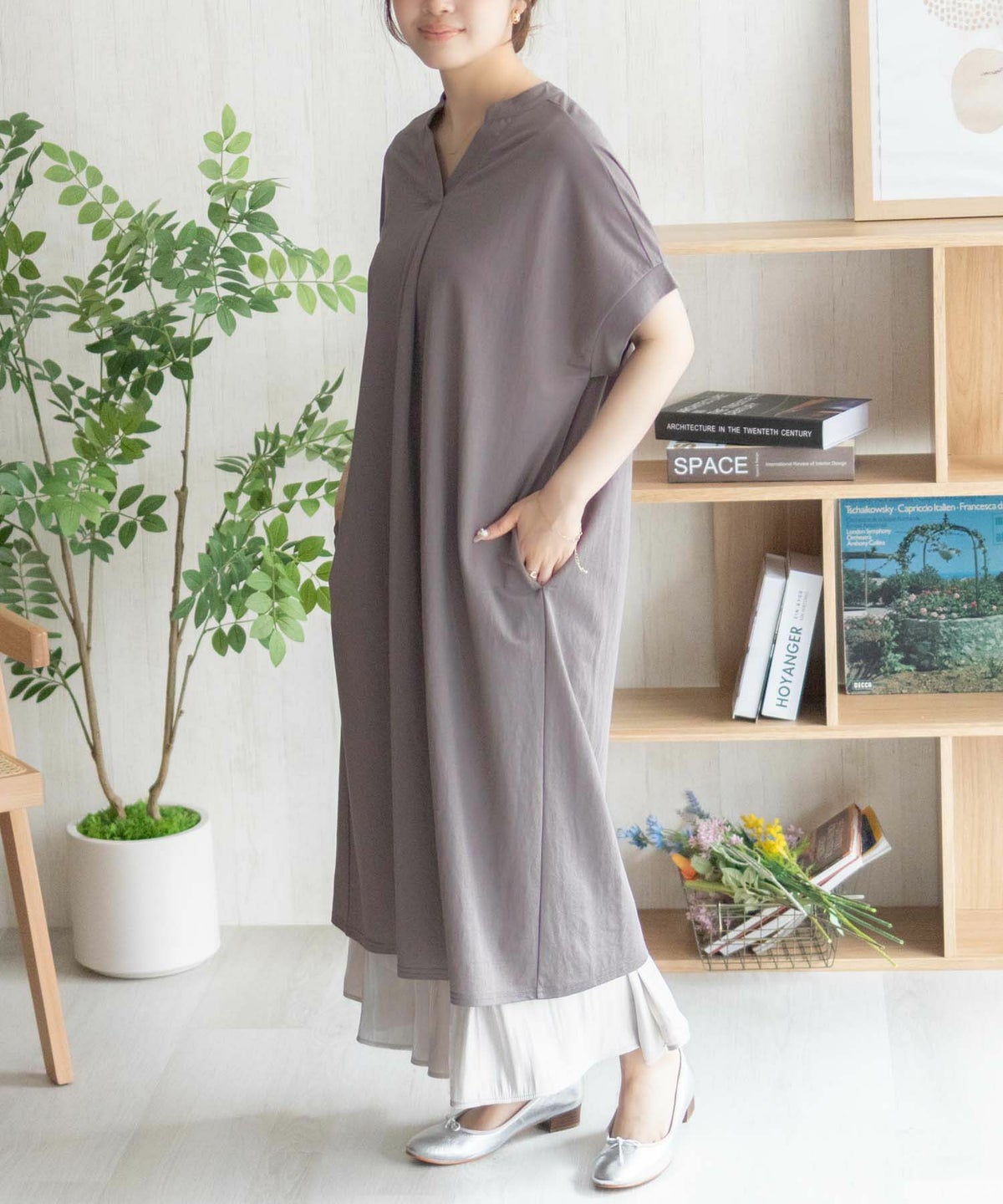 nAvy SARARI スキッパーロングワンピース レディース