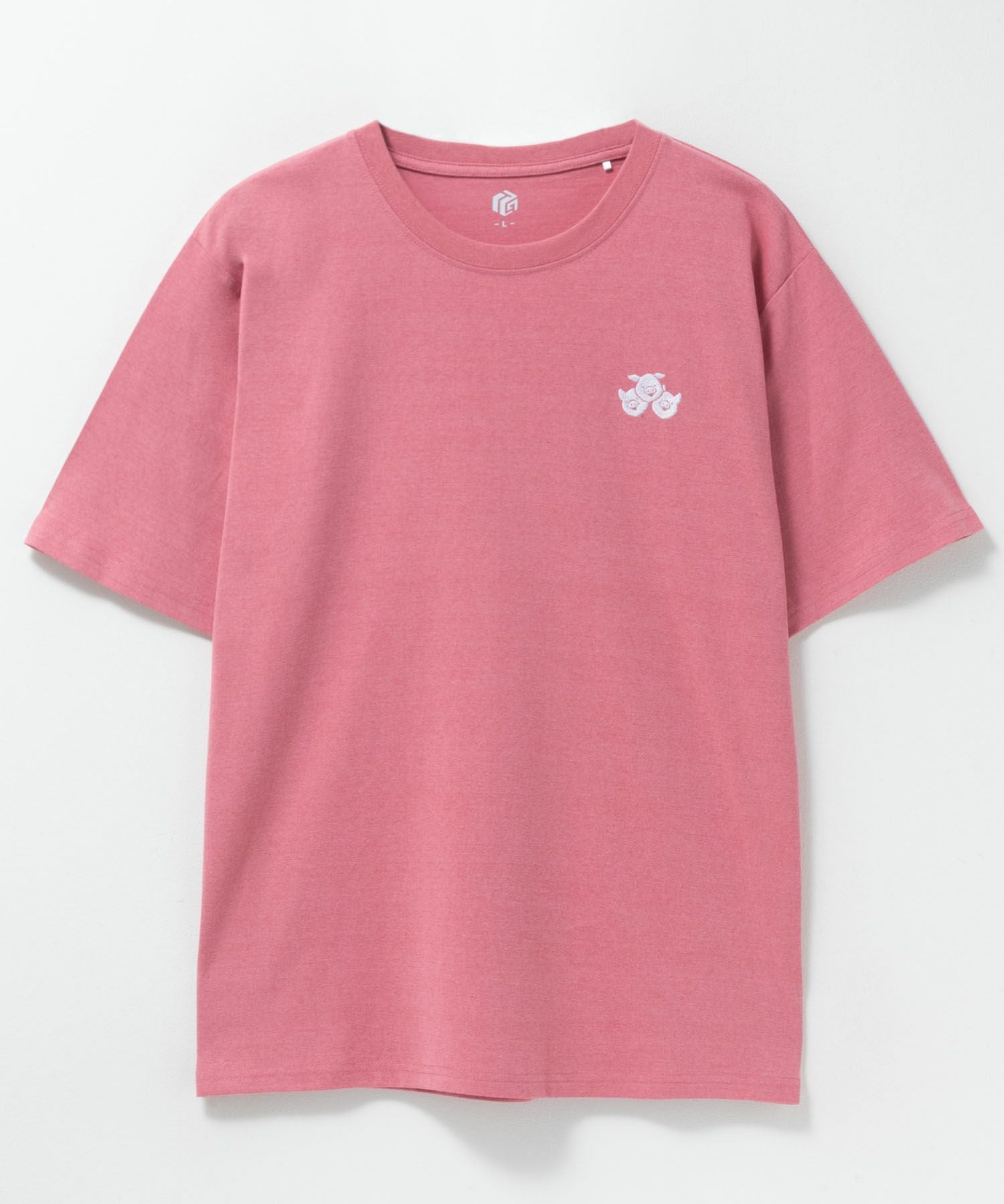 familiar ピンク Tシャツ 動物刺繍90 T-GRAPHICS アニマル刺繍半袖Tシャツ メンズ