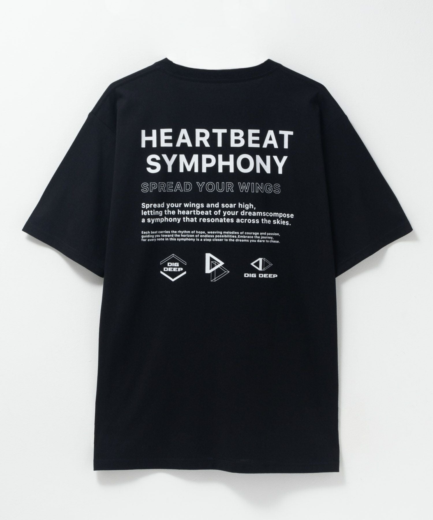 黒のグラフィックプリント半袖Tシャツ T-GRAPHICS メッセージデザインプリント半袖Tシャツ メンズ