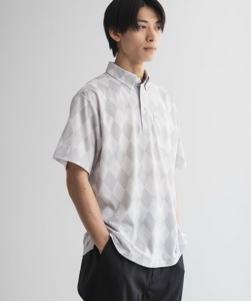 NAVY  アーガイル柄カットポロシャツ メンズ商品画像-4