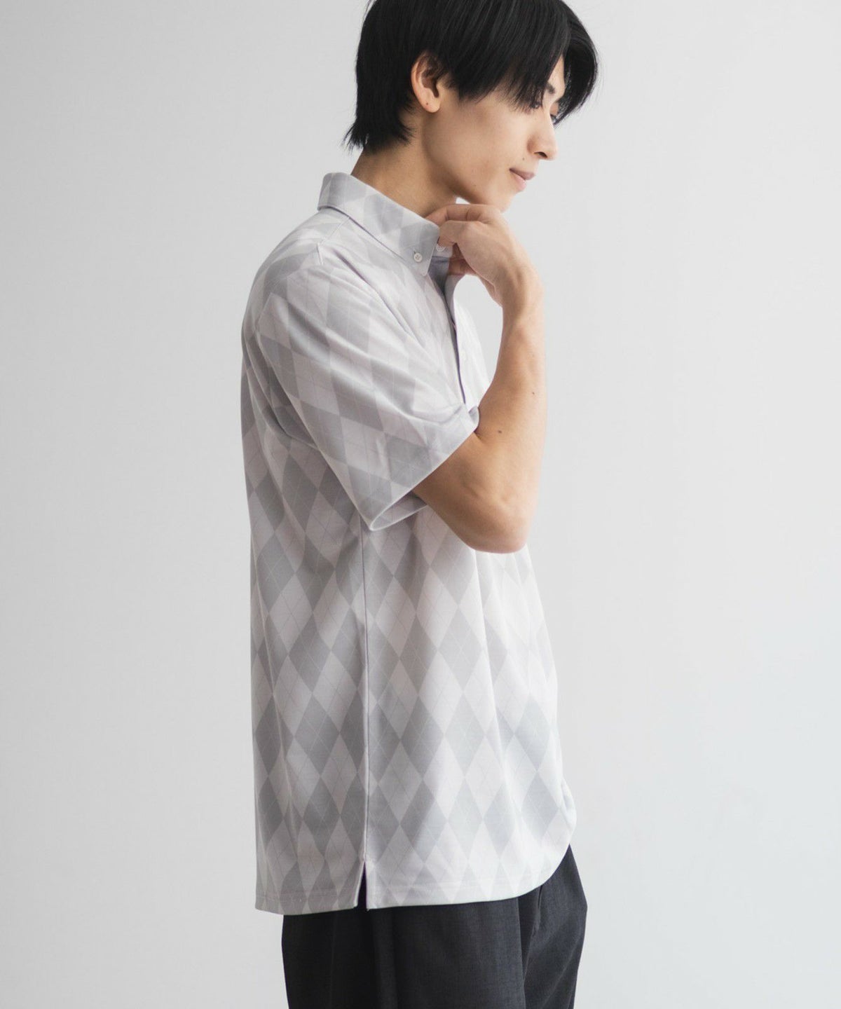 NAVY アーガイル柄カットポロシャツ メンズ