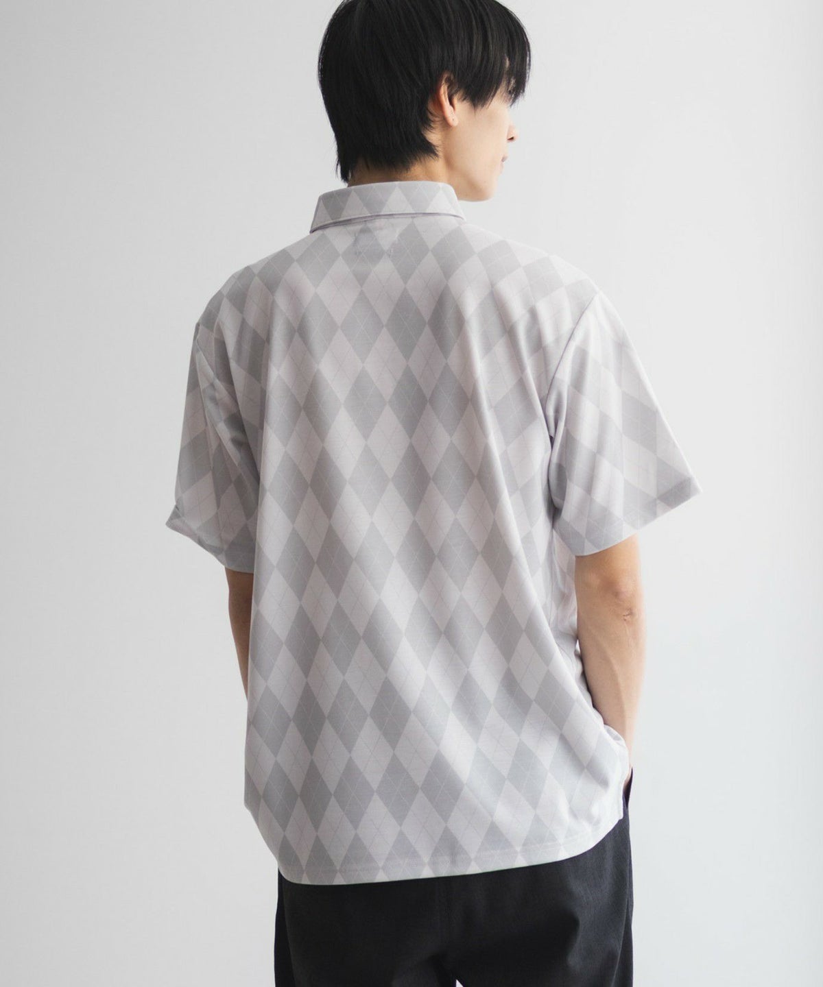 NAVY アーガイル柄カットポロシャツ メンズ