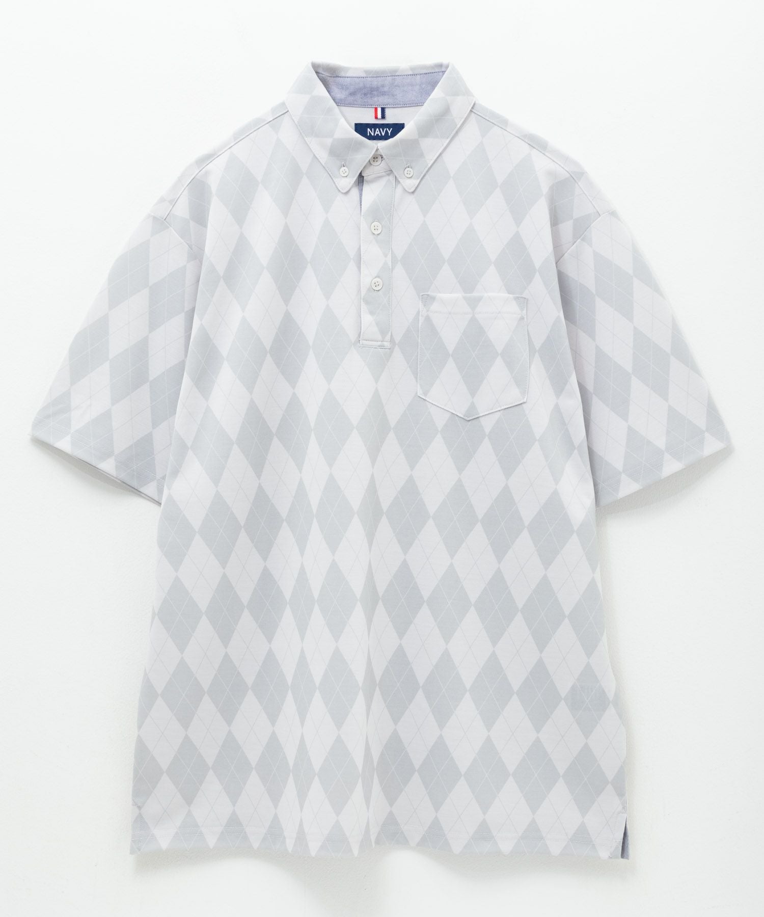NAVY アーガイル柄カットポロシャツ メンズ