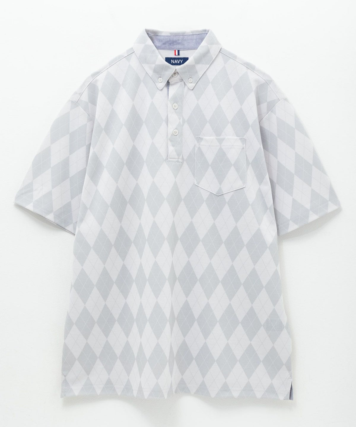 NAVY アーガイル柄カットポロシャツ メンズ