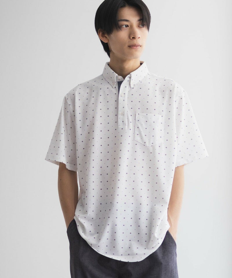 NAVY  小紋柄カットポロシャツ メンズ商品画像-2