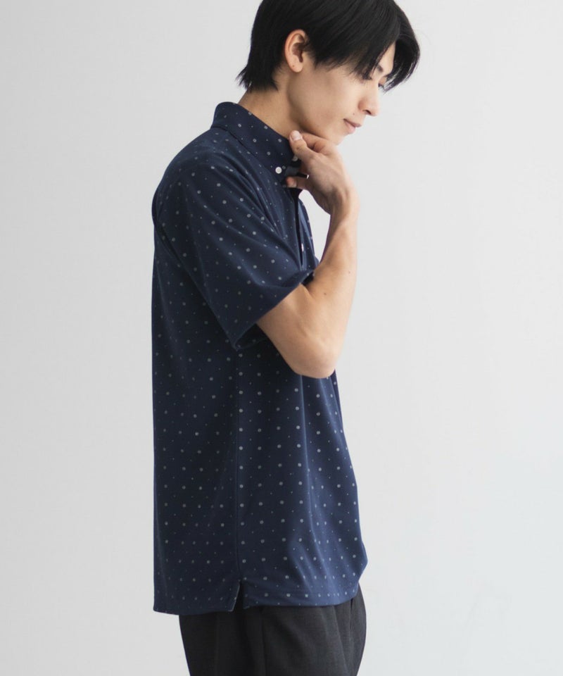 NAVY 小紋柄カットポロシャツ メンズ商品画像-5