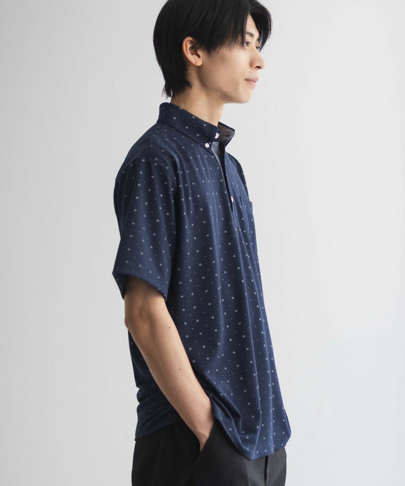 NAVY 小紋柄カットポロシャツ メンズ商品画像-6