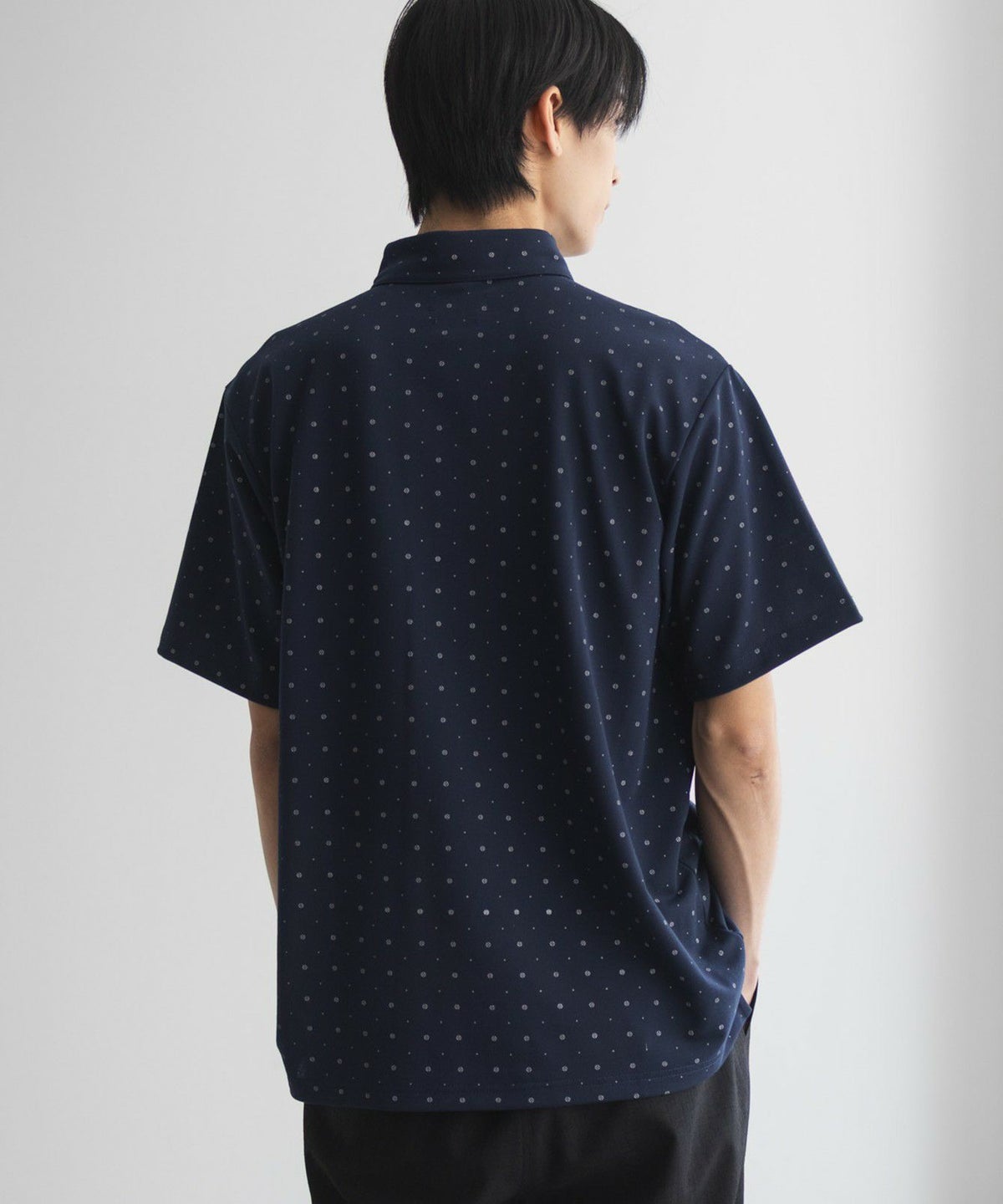NAVY 小紋柄カットポロシャツ メンズ