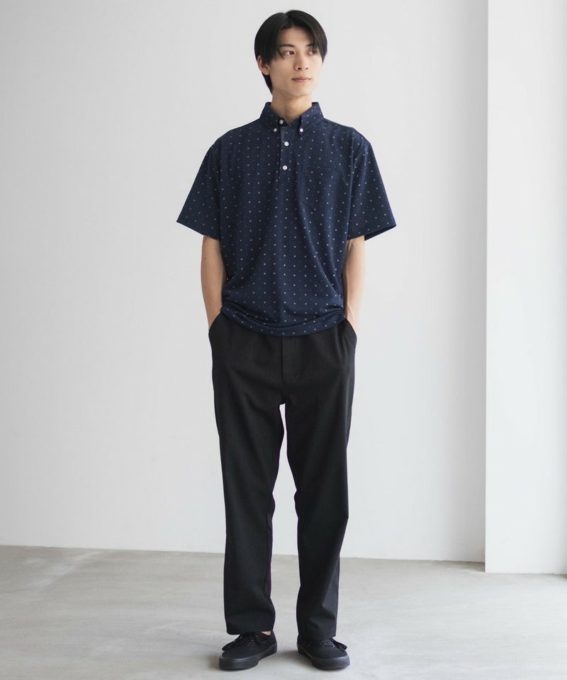 NAVY  小紋柄カットポロシャツ メンズ商品画像-8