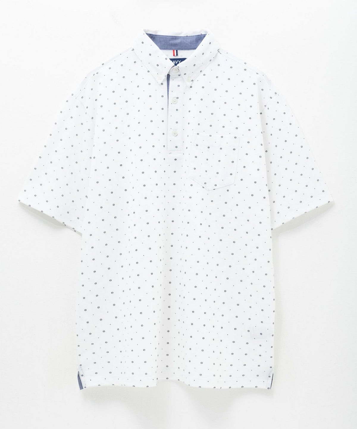 NAVY 小紋柄カットポロシャツ メンズ