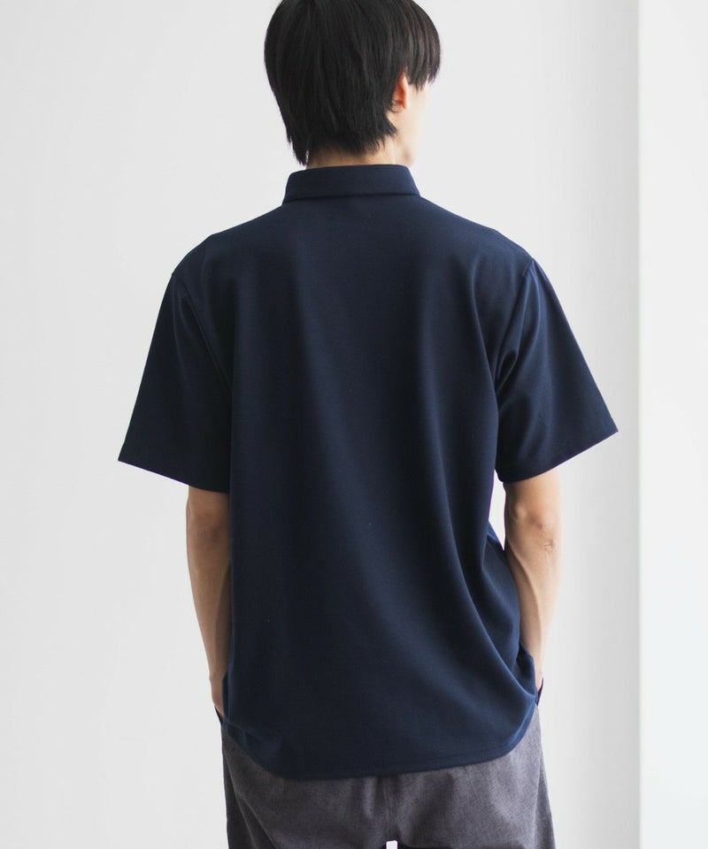 NAVY  SARARI リップルボタンダウンカットポロシャツ メンズ商品画像-7