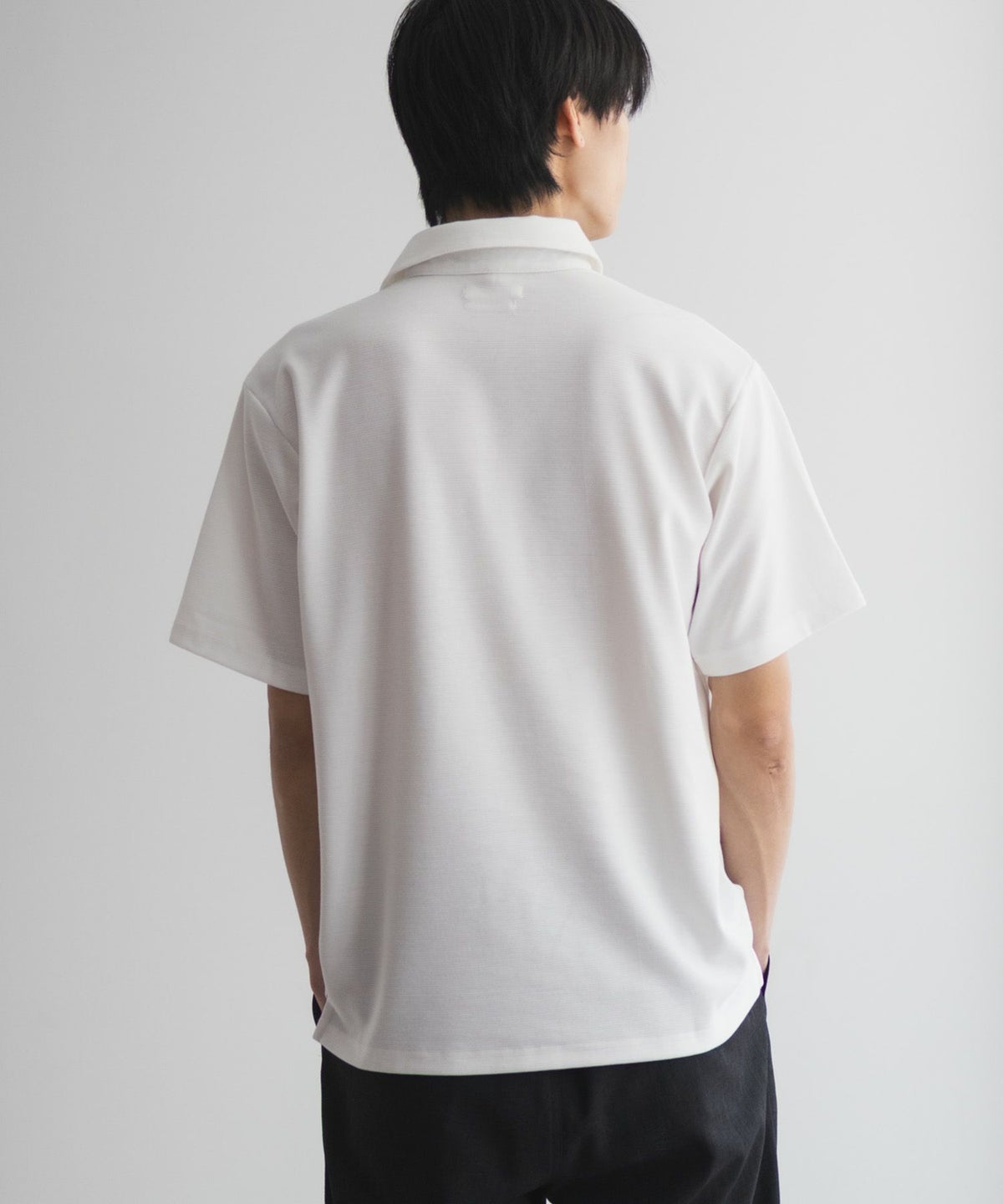 NAVY リップルスキッパーポロシャツ メンズ