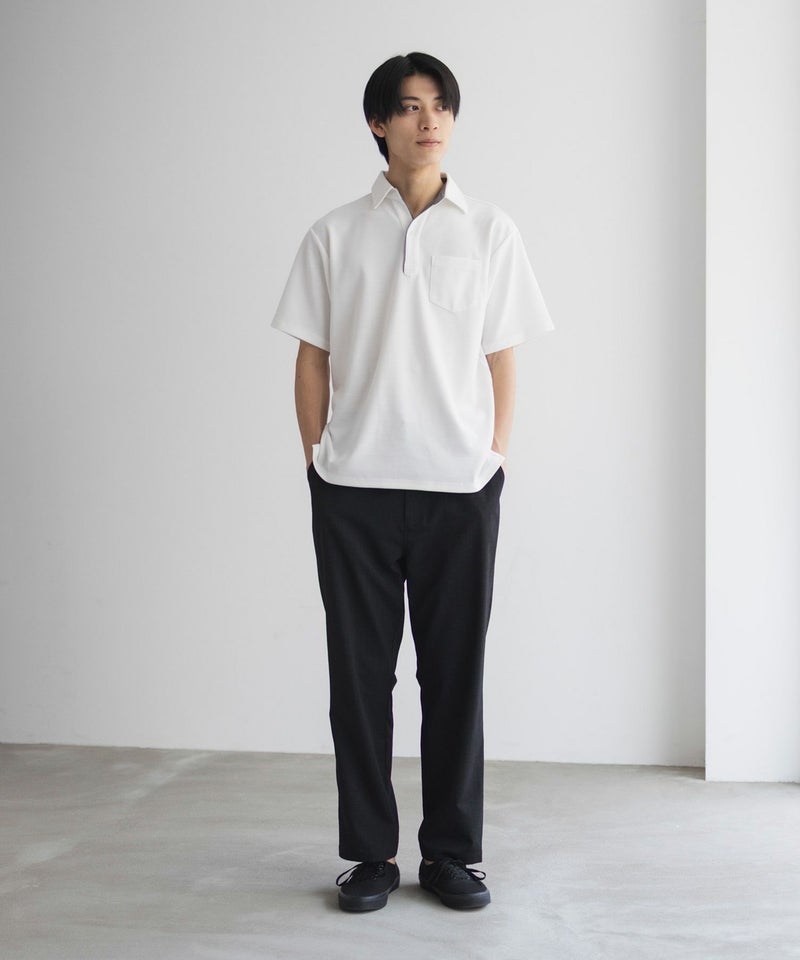 NAVY SARARI リップルスキッパーポロシャツ メンズ商品画像-9