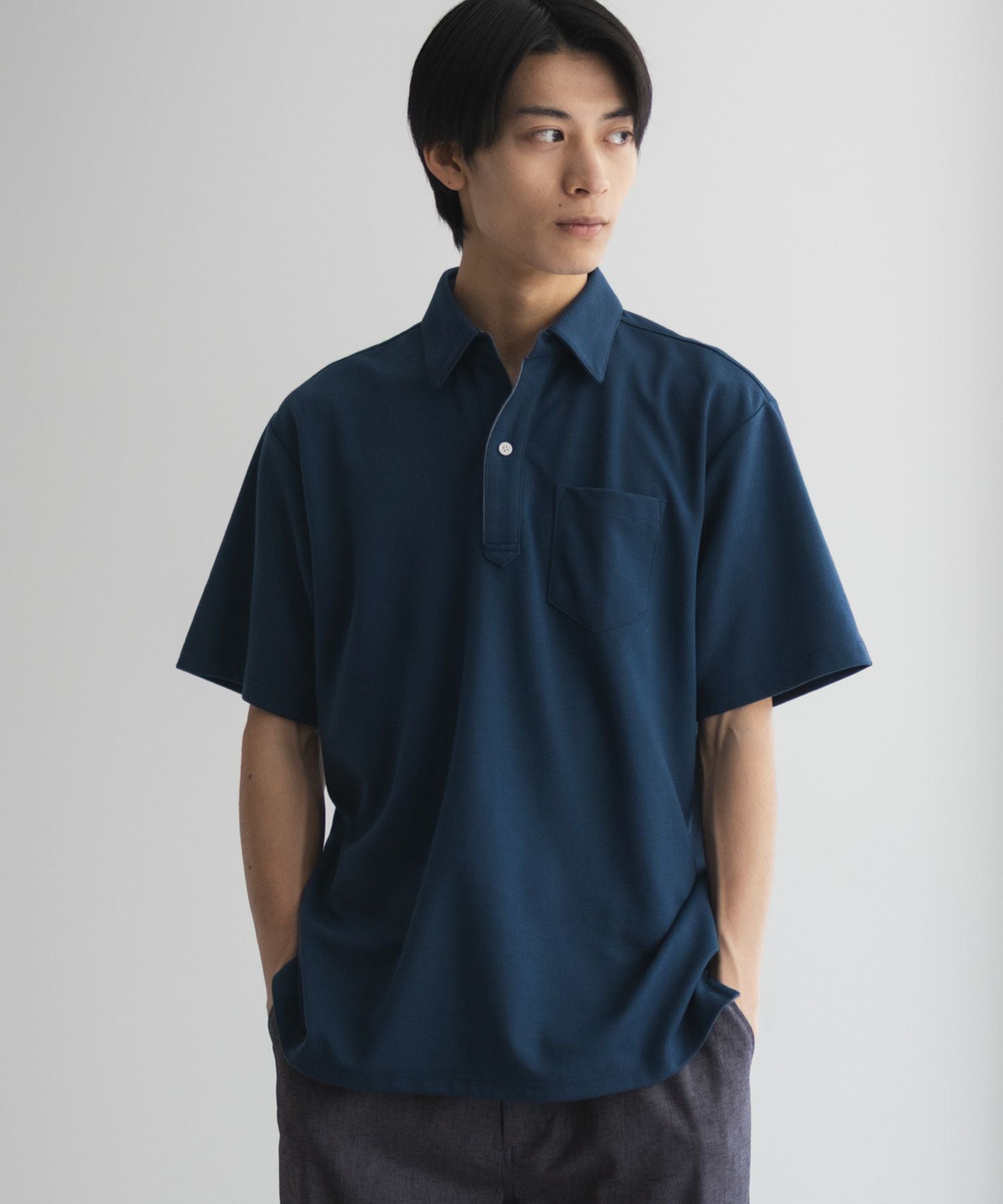 RRL ダブルアールエル ポロシャツ スキッパー　マリン リンクスジャガード スキッパーポロシャツ（ポロシャツ/メンズ