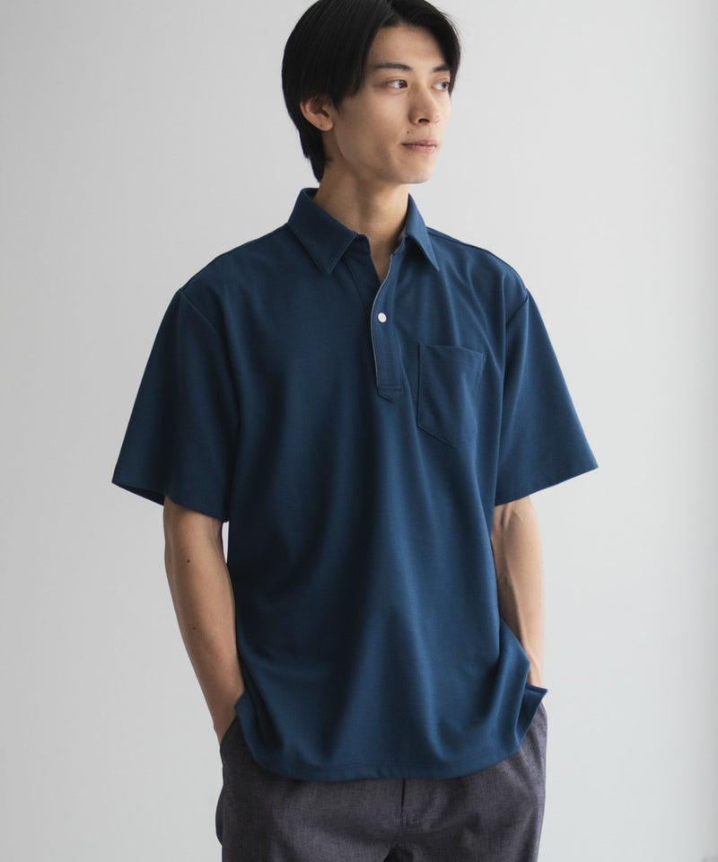 NAVY SARARI リップルスキッパーポロシャツ メンズ商品画像-16