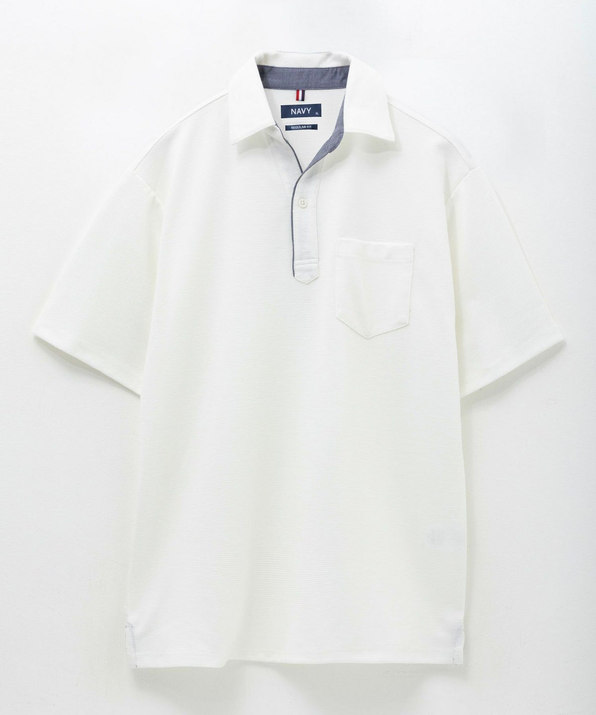 NAVY リップルスキッパーポロシャツ メンズ