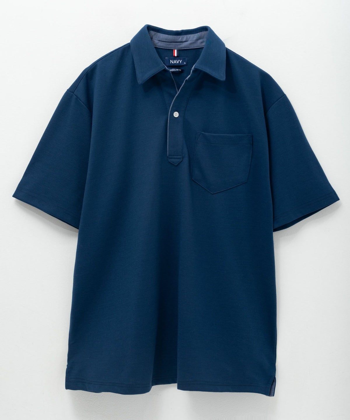 NAVY リップルスキッパーポロシャツ メンズ