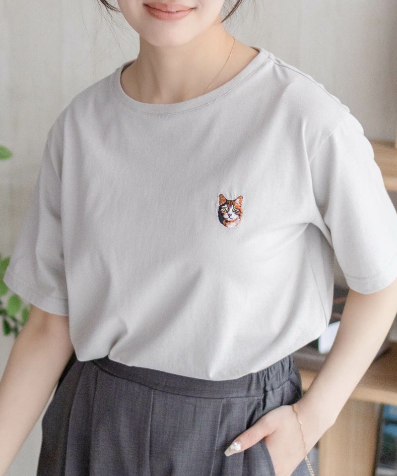 nAvy ネコ刺繍Tシャツ レディース メール便 対応商品商品画像-3