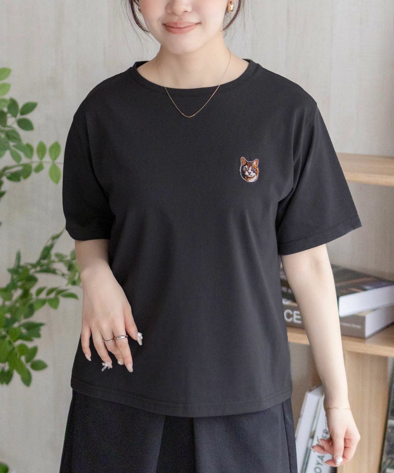 nAvy  ネコ刺繍Tシャツ レディース メール便 対応商品商品画像-4