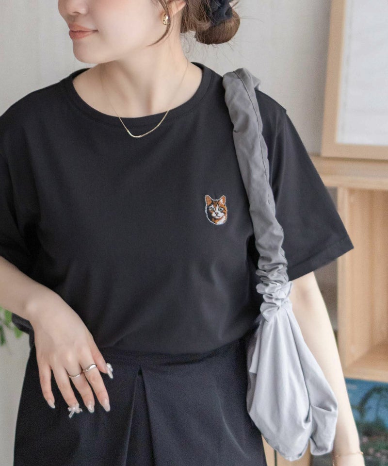 nAvy ネコ刺繍Tシャツ レディース メール便 対応商品商品画像-5