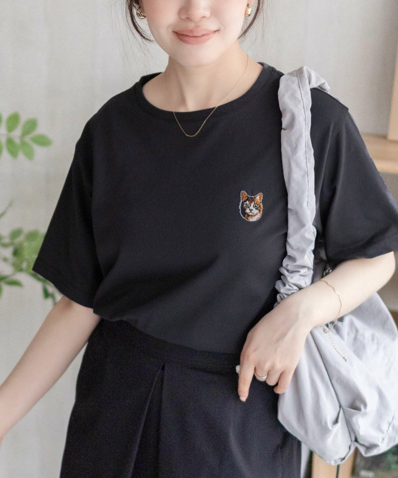 nAvy ネコ刺繍Tシャツ レディース メール便 対応商品商品画像-6