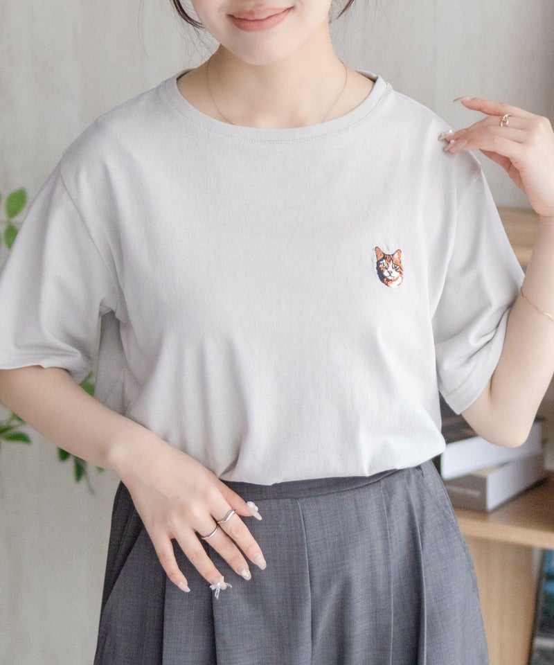 nAvy ネコ刺繍Tシャツ レディース メール便 対応商品商品画像-17