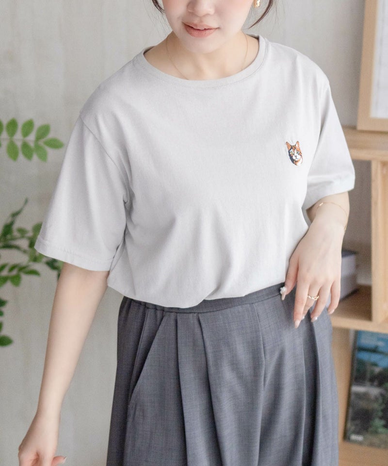 nAvy  ネコ刺繍Tシャツ レディース メール便 対応商品商品画像-18