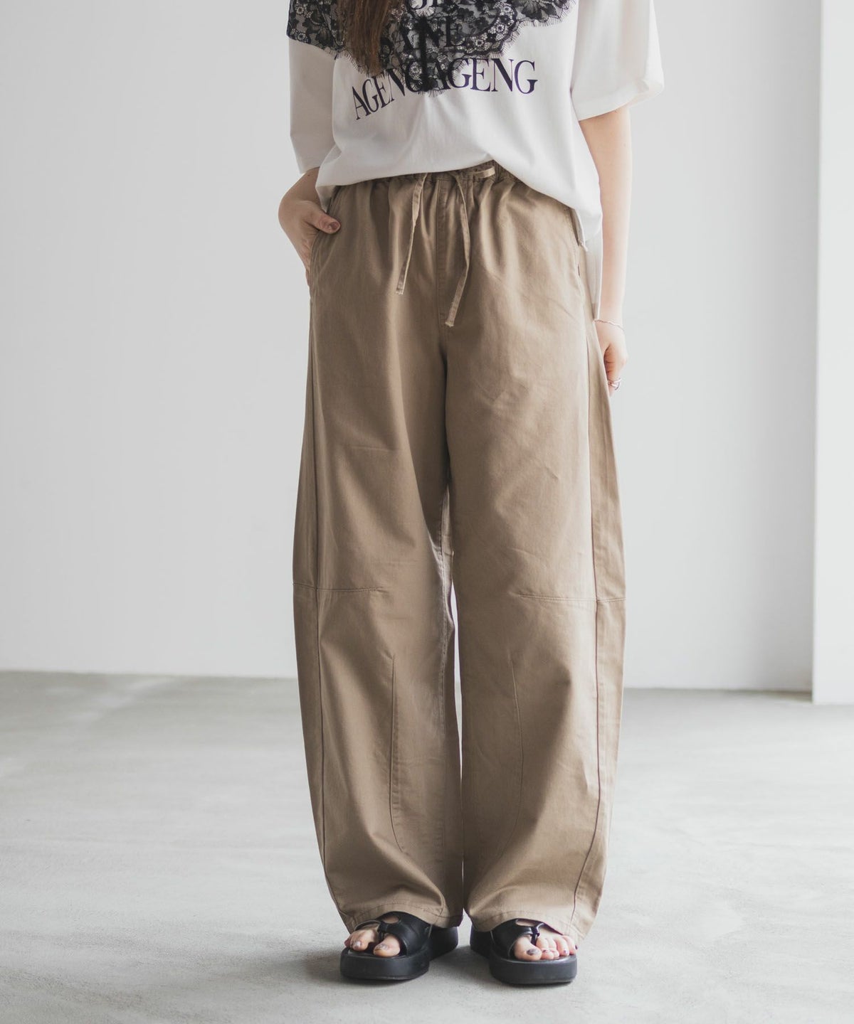 nAvy ソフトツイルイージーカーブパンツ レディース