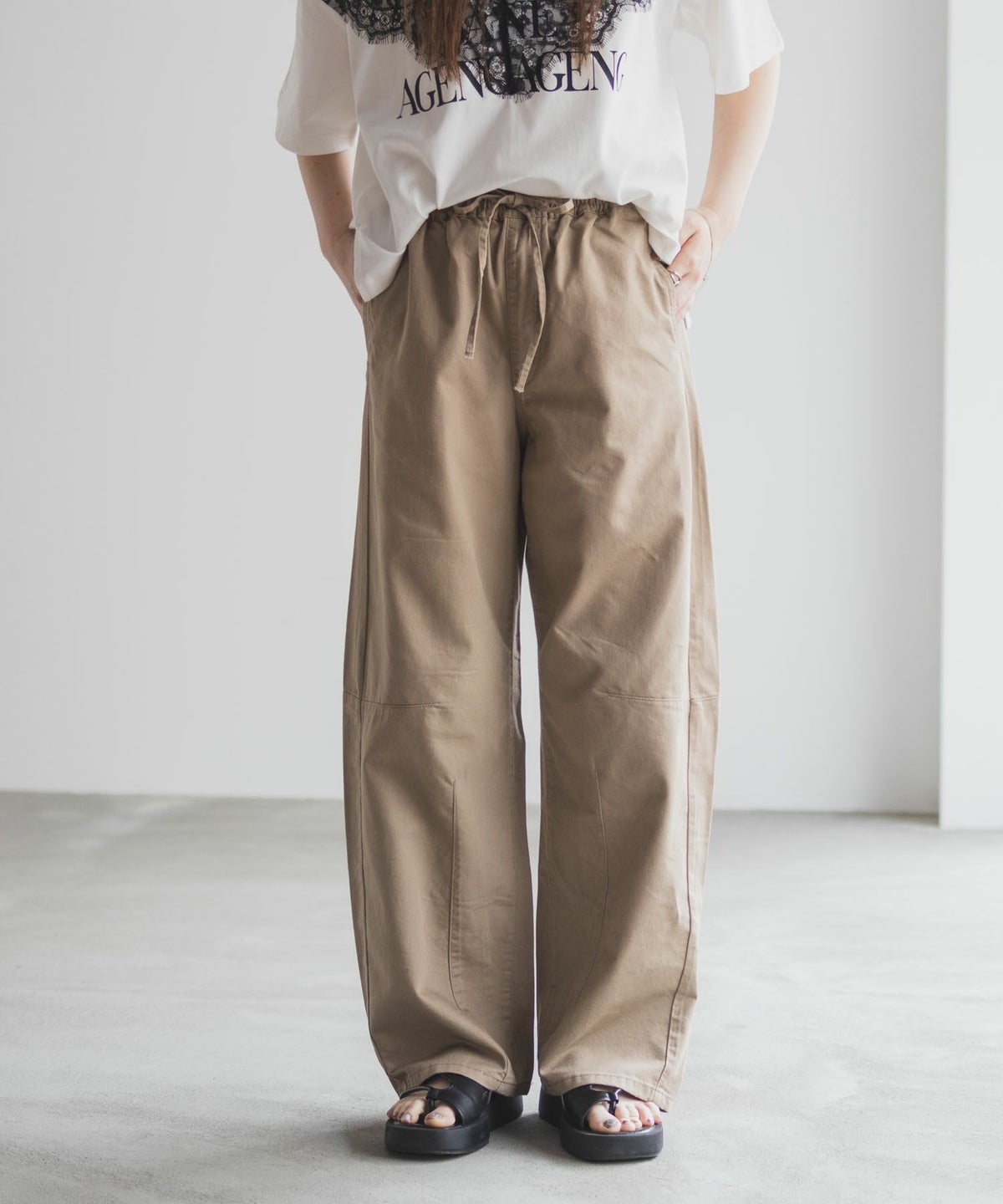 nAvy ソフトツイルイージーカーブパンツ レディース