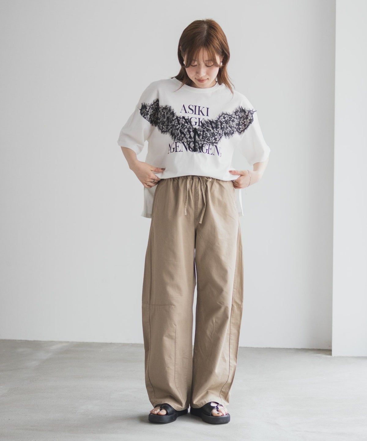 nAvy ソフトツイルイージーカーブパンツ レディース