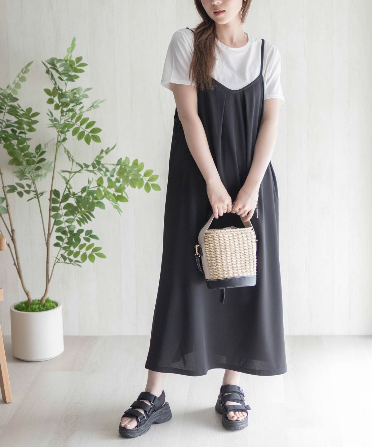 nAvy ポリツイルキャミワンピースアンサンブル レディース