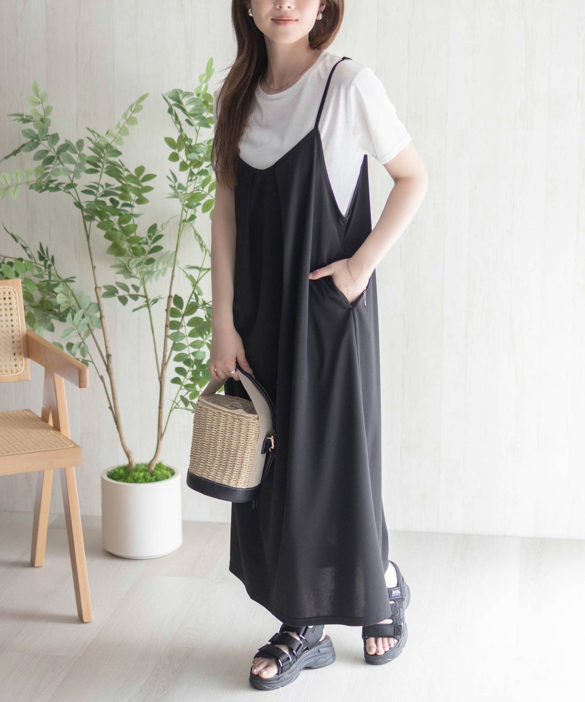 nAvy ポリツイルキャミワンピースアンサンブル レディース