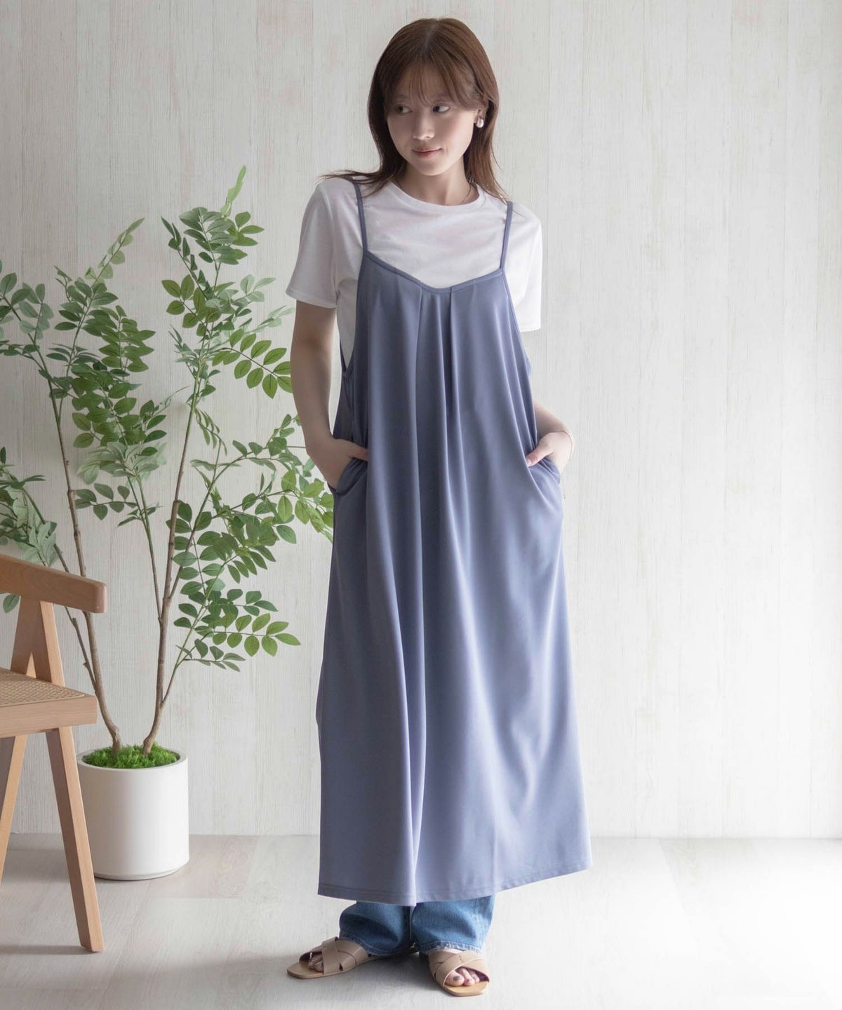 nAvy ポリツイルキャミワンピースアンサンブル レディース