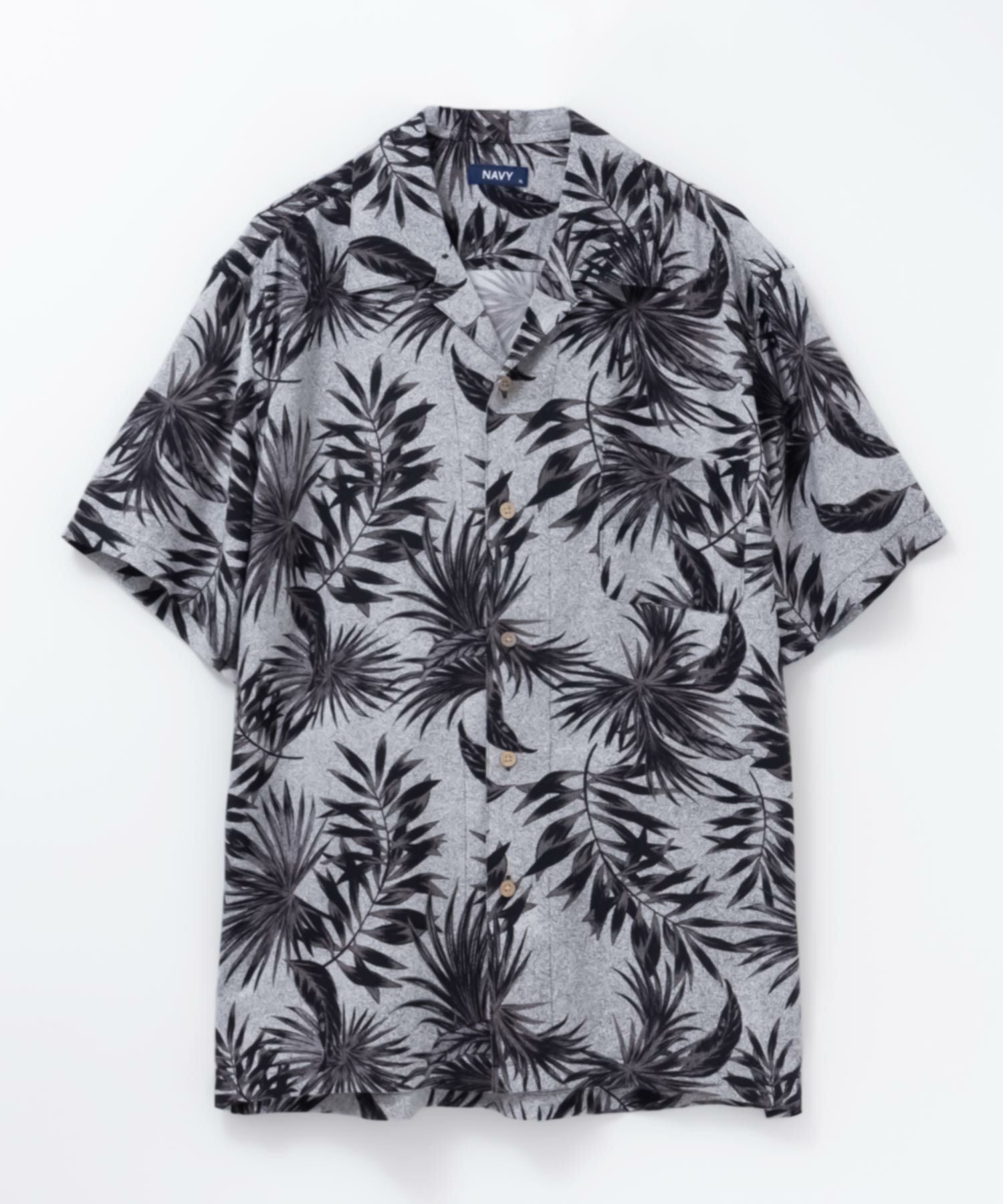 NAVY SARARI レーヨンアロハプリントシャツ メンズ
