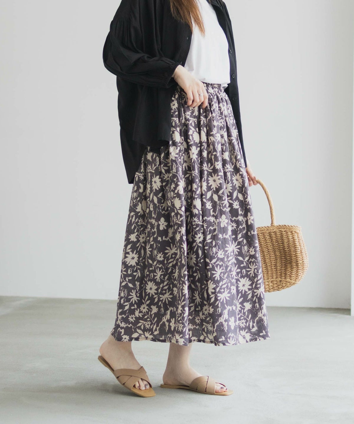 Howdy Marie インドファブリック 綿ボイル総柄スカート レディース