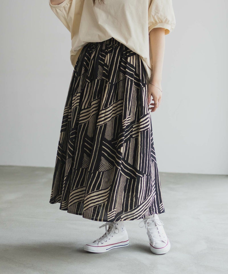 Howdy Marie インドファブリック 綿ボイル総柄スカート レディース商品画像-3