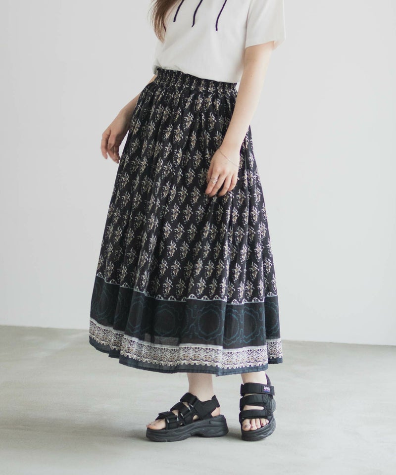 Howdy Marie  インドファブリック 綿ボイル総柄スカート レディース商品画像-6