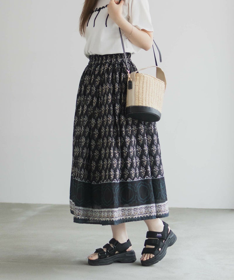 Howdy Marie インドファブリック 綿ボイル総柄スカート レディース商品画像-7
